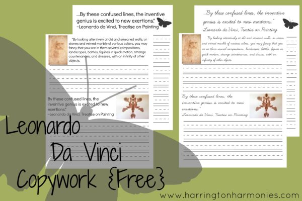 {Free} Leonardo da Vinci Copywork Quote | Harrington Harmonies