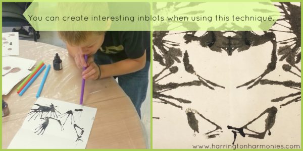 Use this technique for inkblots to make them more interesting. Inkblot Art Lesson | Harrington Harmonies