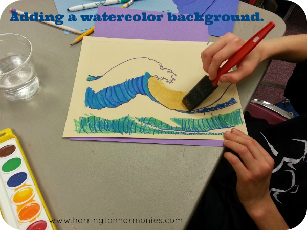Make waves like Hokusai- adding  a watercolor background. | Harrington Harmonies