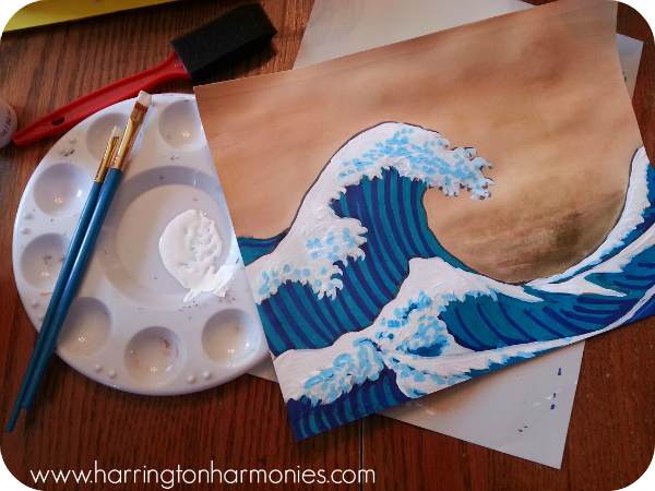 Make Waves with Hokusai- add white acrylic for waves. | Harrington Harmonies