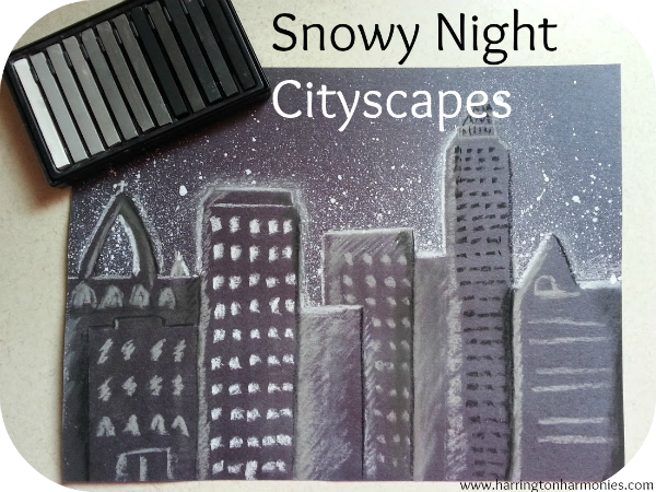 Black and White Art Part -Snowy Night Cityscapes | Harrington Harmonies