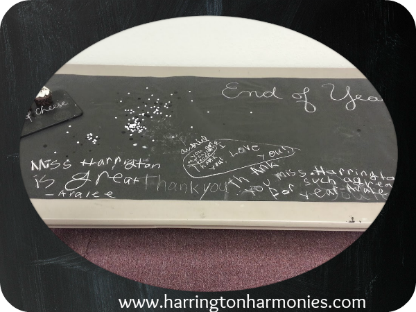 The table cover can serve both as a topper and a place to leave end of year wishes! | Harrington Harmonies