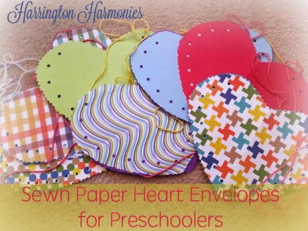 Sewn Heart Envelopes for Preschoolers